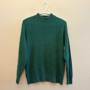 Vintage Parkhurst Green Cable Knit Crewneck 70% Cotton MADE IN CANADA
